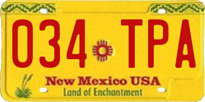 NM license plate 034TPA