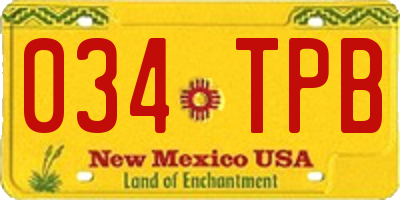 NM license plate 034TPB