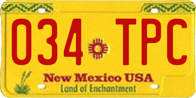 NM license plate 034TPC