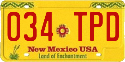NM license plate 034TPD