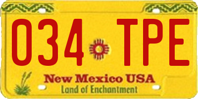 NM license plate 034TPE