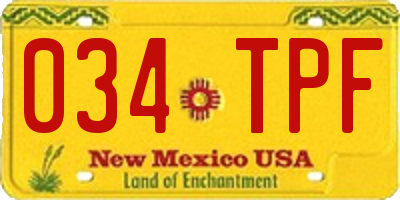NM license plate 034TPF