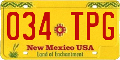 NM license plate 034TPG