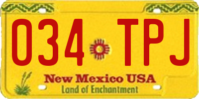 NM license plate 034TPJ