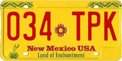 NM license plate 034TPK