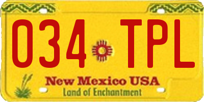 NM license plate 034TPL