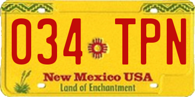 NM license plate 034TPN