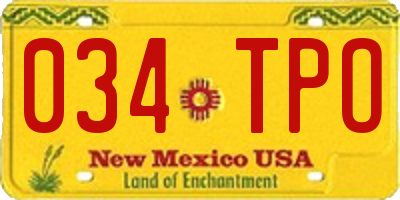 NM license plate 034TPO