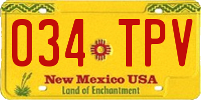 NM license plate 034TPV