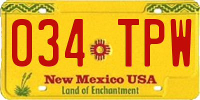 NM license plate 034TPW