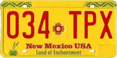 NM license plate 034TPX