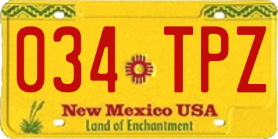 NM license plate 034TPZ