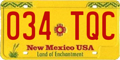 NM license plate 034TQC