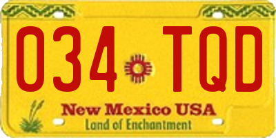 NM license plate 034TQD