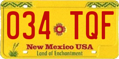 NM license plate 034TQF