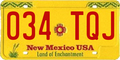 NM license plate 034TQJ