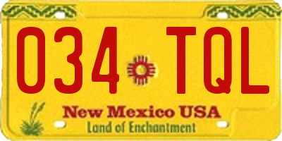 NM license plate 034TQL