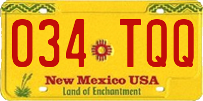 NM license plate 034TQQ