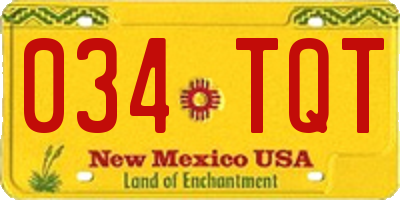 NM license plate 034TQT