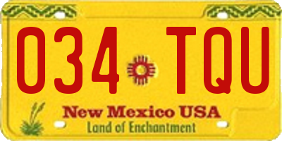 NM license plate 034TQU