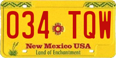 NM license plate 034TQW