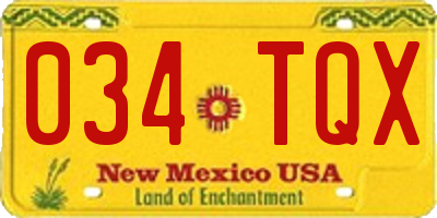 NM license plate 034TQX