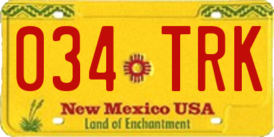 NM license plate 034TRK