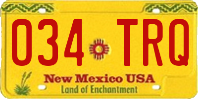 NM license plate 034TRQ
