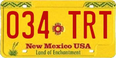 NM license plate 034TRT