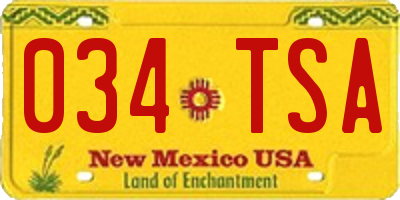 NM license plate 034TSA