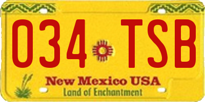 NM license plate 034TSB
