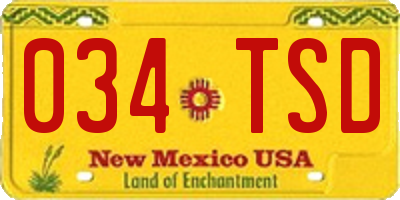 NM license plate 034TSD