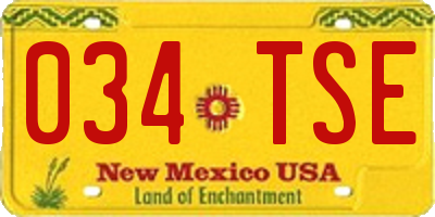 NM license plate 034TSE