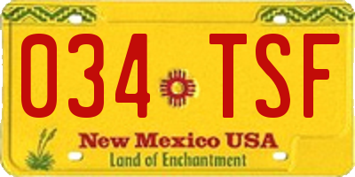 NM license plate 034TSF