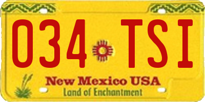 NM license plate 034TSI