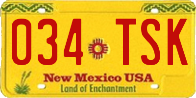 NM license plate 034TSK