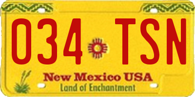 NM license plate 034TSN