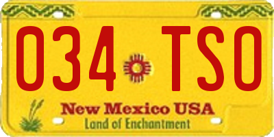 NM license plate 034TSO