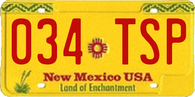 NM license plate 034TSP