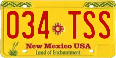 NM license plate 034TSS