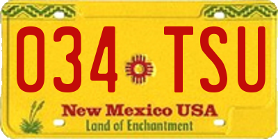 NM license plate 034TSU