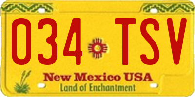 NM license plate 034TSV