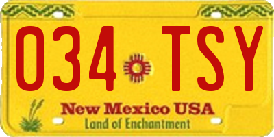 NM license plate 034TSY