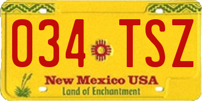 NM license plate 034TSZ