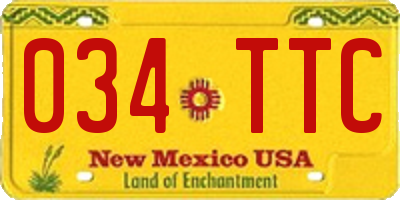 NM license plate 034TTC