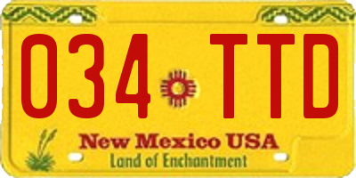 NM license plate 034TTD