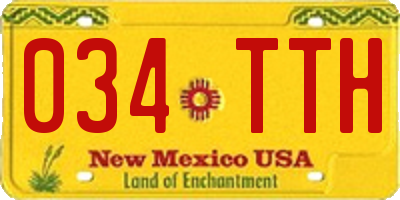 NM license plate 034TTH