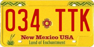 NM license plate 034TTK