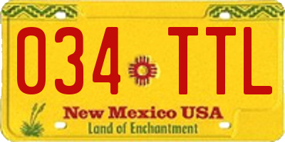 NM license plate 034TTL