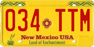 NM license plate 034TTM